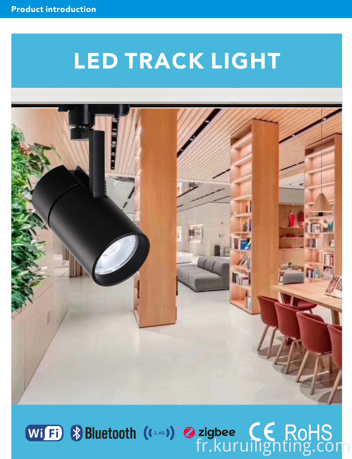 Éclairage de rail de voie commerciale 35W / 40W LED pour la salle d'art de la salle d'exposition Hotel Art Gallery Système de rail